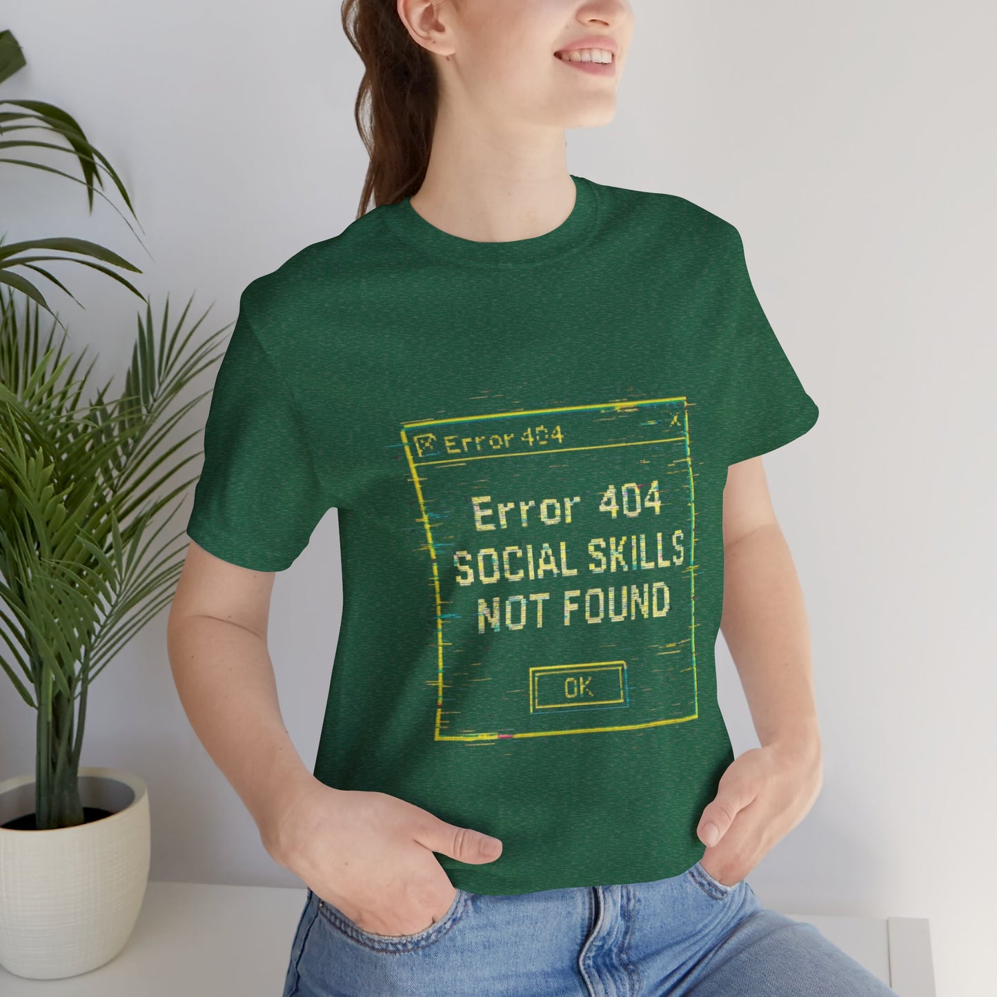 Error 404 Social Skills Unisex Tee, Funny Graphic T-Shirt, Casual Wear, Gift for Introverts, Humor Shirt