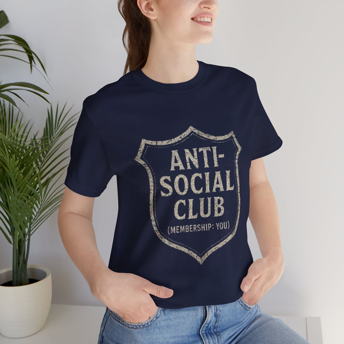 Graphic Tee Shirt - Anti-Social Club Badge Distressed Glitched Design