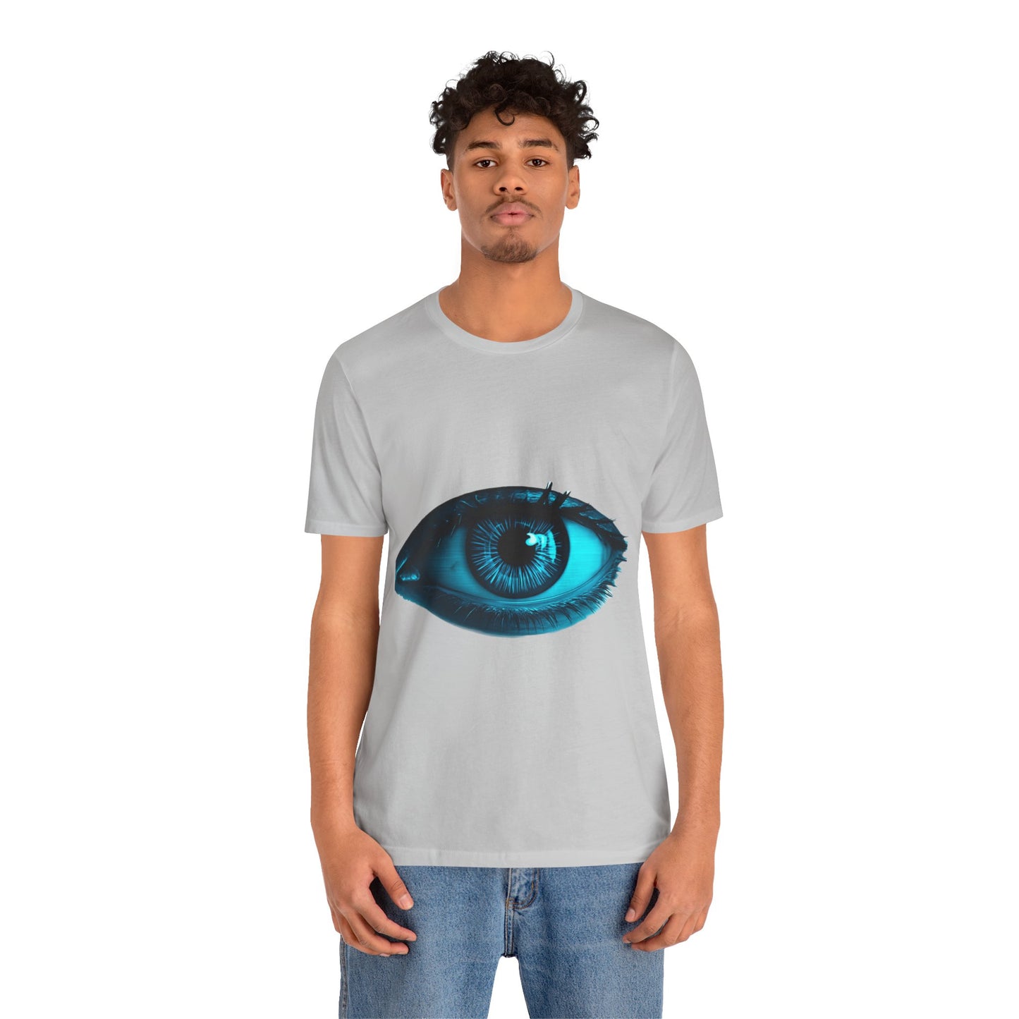 Distorted Cybernetic Gaze Eye-Catching Unisex Tee: Unique Graphic Tee, Perfect for Casual Wear, Eye Design Shirt, Trendy Gift, Statement Fashion