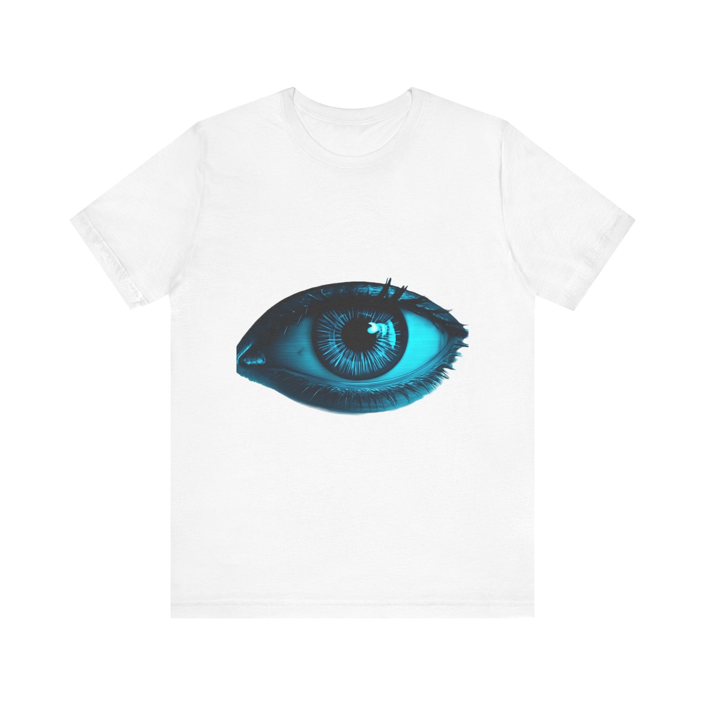 Distorted Cybernetic Gaze Eye-Catching Unisex Tee: Unique Graphic Tee, Perfect for Casual Wear, Eye Design Shirt, Trendy Gift, Statement Fashion