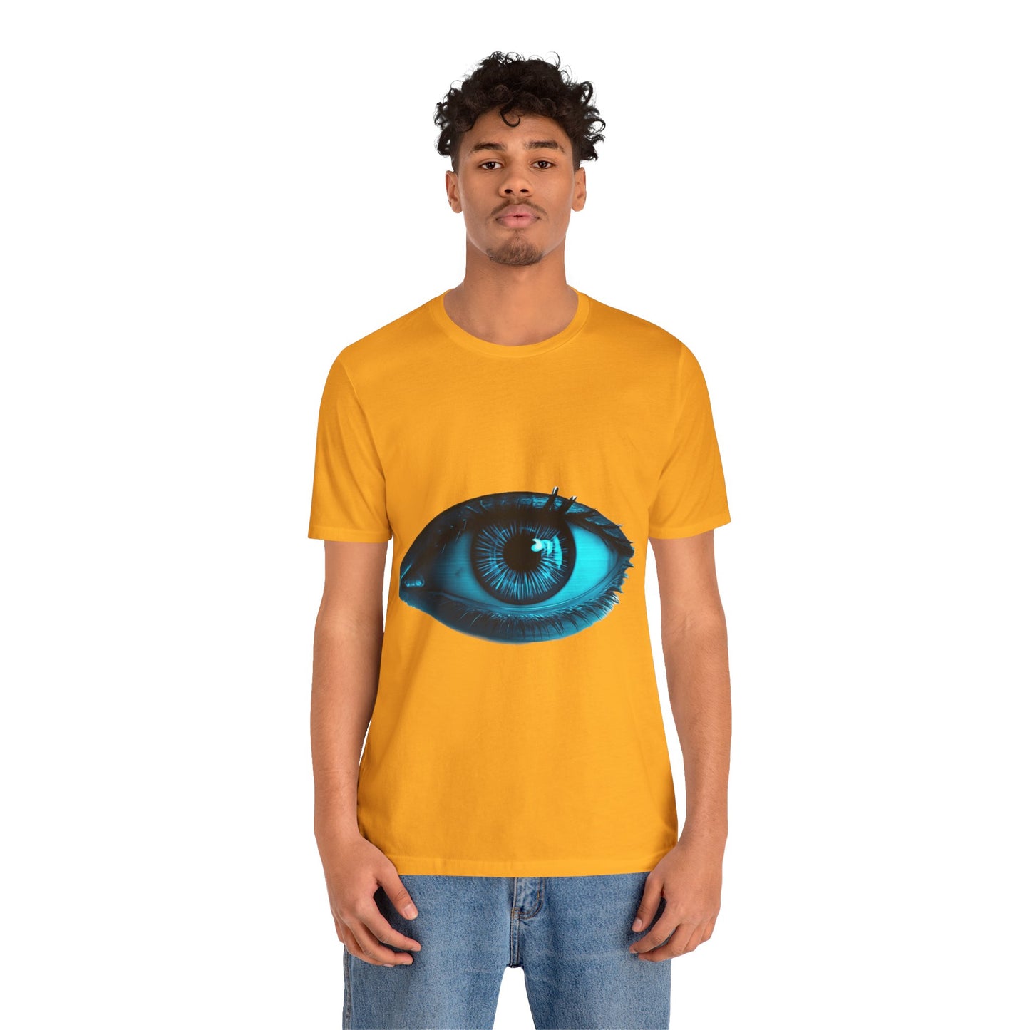 Distorted Cybernetic Gaze Eye-Catching Unisex Tee: Unique Graphic Tee, Perfect for Casual Wear, Eye Design Shirt, Trendy Gift, Statement Fashion