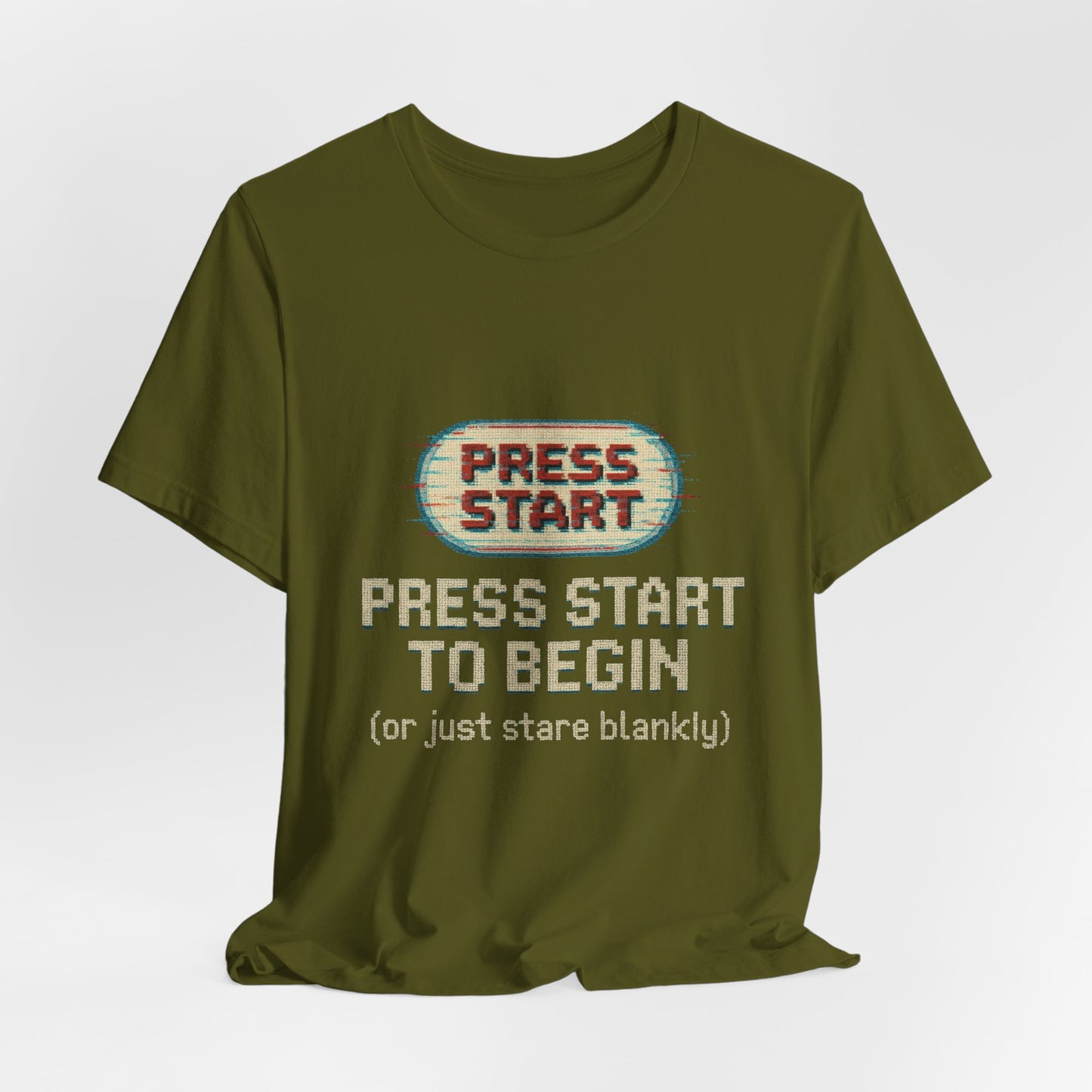 Press Start (or Stare) Unisex Tee, Gamer Shirt, Video Game Gift, Retro Gaming Top, Casual Wear, Fun Graphic T-Shirt