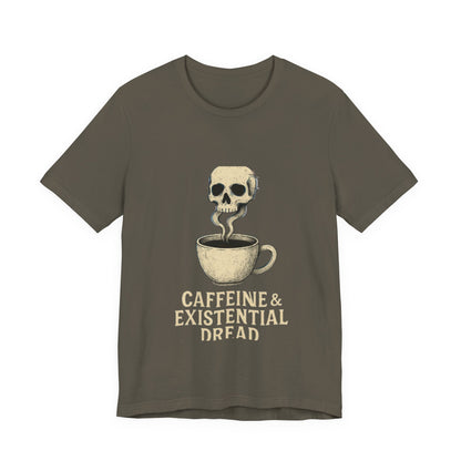 Caffeine & Existential Dread Tee, Unisex T-Shirt for Coffee Lovers, Casual Apparel, Great for Gifting, Perfect for Everyday Wear