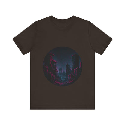 Urban Decay, Neon Dreams Tee - Unisex Short Sleeve Shirt, Modern Graphic Tee, Streetwear, Casual Outfit, Gift for Art Lovers, Cityscape Design
