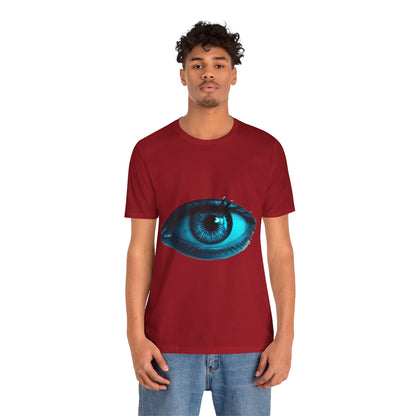 Distorted Cybernetic Gaze Eye-Catching Unisex Tee: Unique Graphic Tee, Perfect for Casual Wear, Eye Design Shirt, Trendy Gift, Statement Fashion