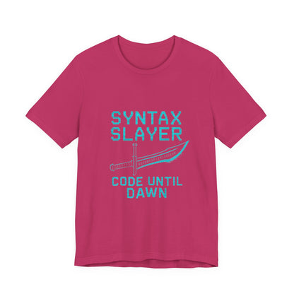 Syntax Slayer Unisex Tee, Gift for Programmers, Coding Humor Shirt, Tech Lover Apparel, Geeky Birthday Present, Computer Science Gift