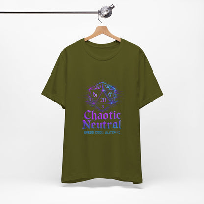 Chaotic Neutral (Glitched) Unisex Tee, Fun Graphic T-Shirt, Gamer Apparel, Roleplaying Shirt, Dungeons & Dragons Gift, Casual Wear