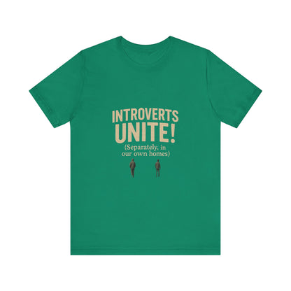 Introvert Unite Tee - Bold Text and Pixelated Figures - Unisex Jersey Short Sleeve