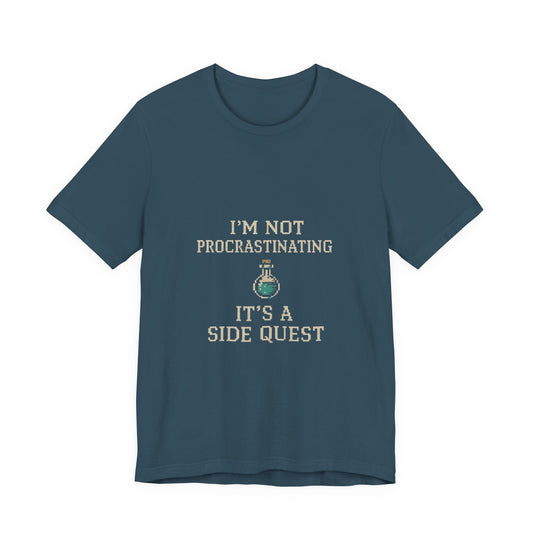 Unisex Side Quest Procrastination Tee, Side Quest Shirt, Gamer T-Shirt, Novelty Gift Tee, Casual Wear, Colorful Short Sleeve Top