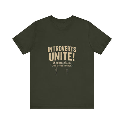 Introvert Unite Tee - Bold Text and Pixelated Figures - Unisex Jersey Short Sleeve