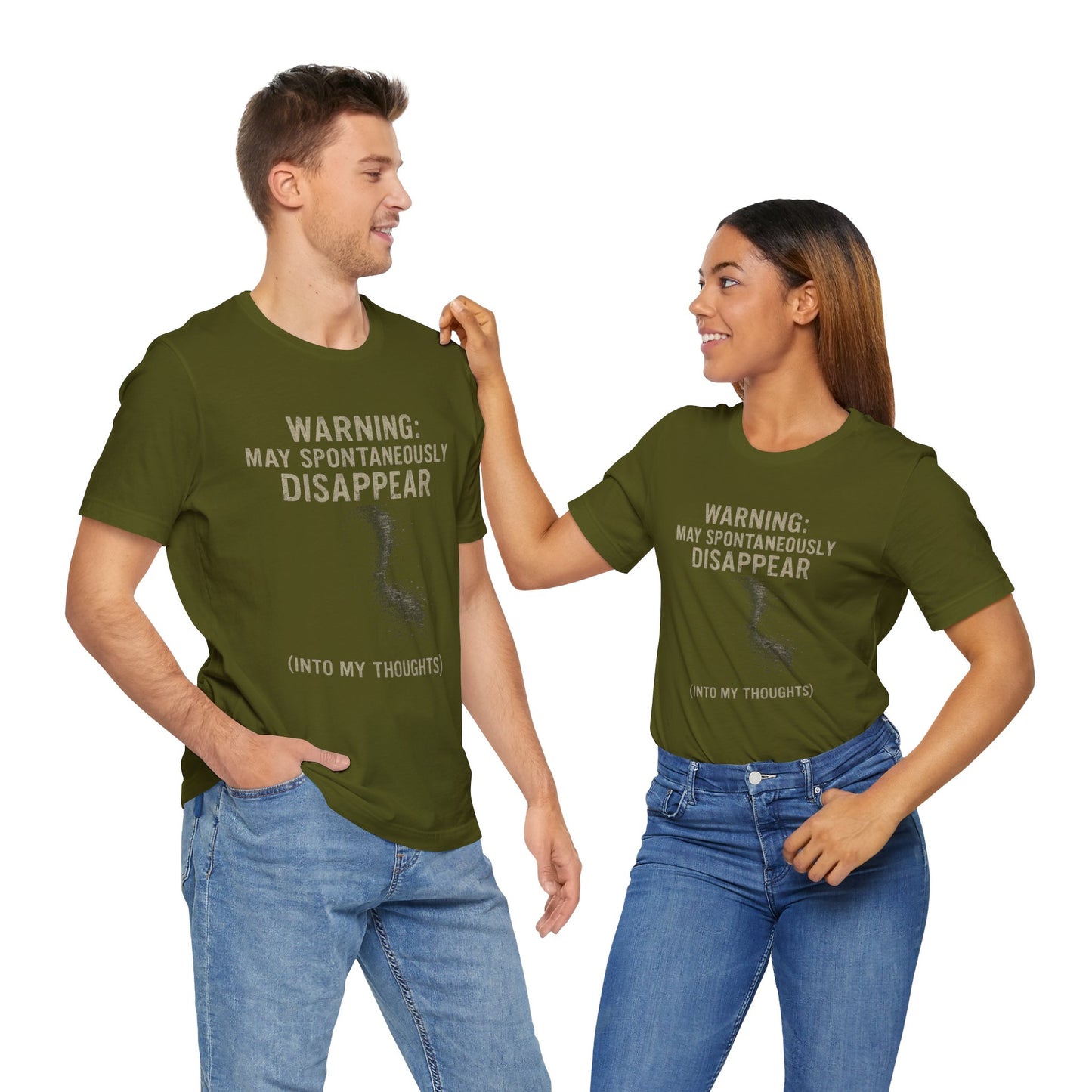 Spontaneous Disappearance Warning Tee - Unisex Jersey Short Sleeve Tee, Warning Shirt, Casual Humor Gift, Thoughtfulness Tee, Fun Daywear