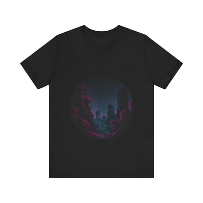 Urban Decay, Neon Dreams Tee - Unisex Short Sleeve Shirt, Modern Graphic Tee, Streetwear, Casual Outfit, Gift for Art Lovers, Cityscape Design