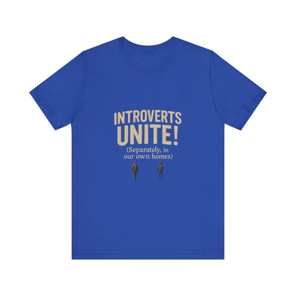 Introvert Unite Tee - Bold Text and Pixelated Figures - Unisex Jersey Short Sleeve