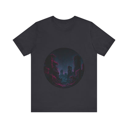 Urban Decay, Neon Dreams Tee - Unisex Short Sleeve Shirt, Modern Graphic Tee, Streetwear, Casual Outfit, Gift for Art Lovers, Cityscape Design