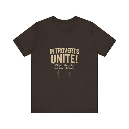 Introvert Unite Tee - Bold Text and Pixelated Figures - Unisex Jersey Short Sleeve