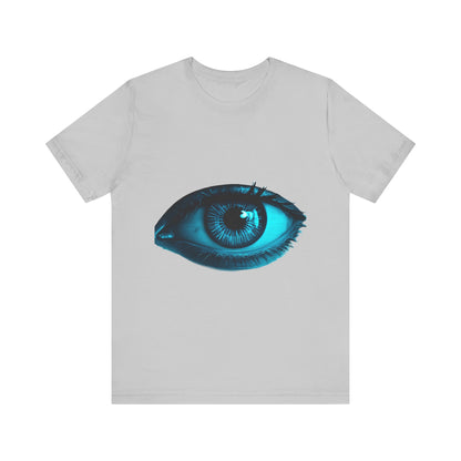 Distorted Cybernetic Gaze Eye-Catching Unisex Tee: Unique Graphic Tee, Perfect for Casual Wear, Eye Design Shirt, Trendy Gift, Statement Fashion