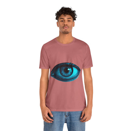 Distorted Cybernetic Gaze Eye-Catching Unisex Tee: Unique Graphic Tee, Perfect for Casual Wear, Eye Design Shirt, Trendy Gift, Statement Fashion