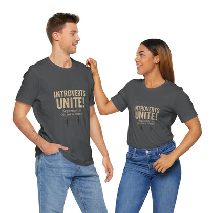 Introvert Unite Tee - Bold Text and Pixelated Figures - Unisex Jersey Short Sleeve