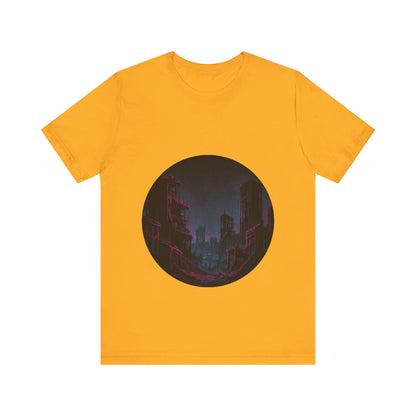Urban Decay, Neon Dreams Tee - Unisex Short Sleeve Shirt, Modern Graphic Tee, Streetwear, Casual Outfit, Gift for Art Lovers, Cityscape Design