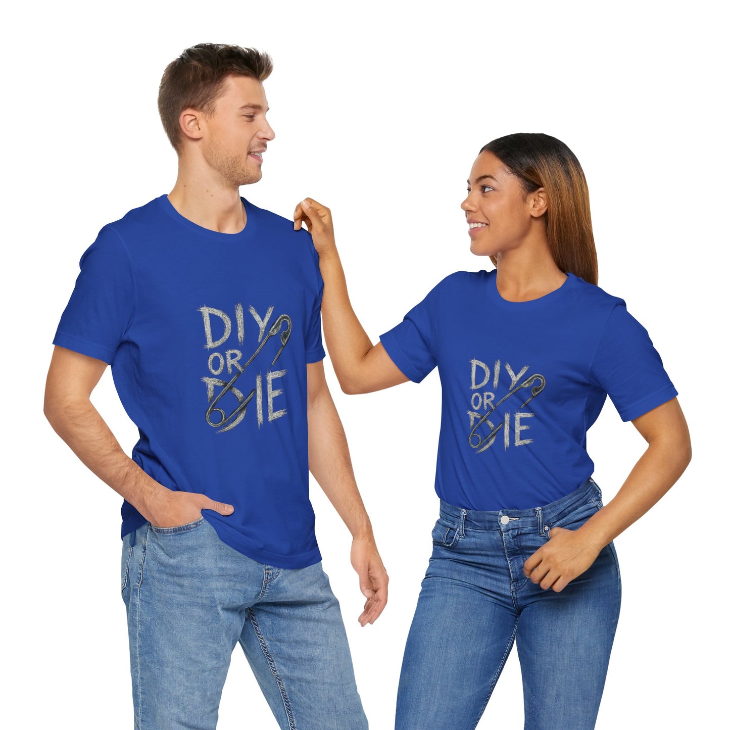 Punk Tee with Hand-Drawn Text and Glitched Safety Pin
