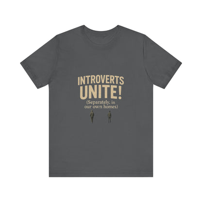 Introvert Unite Tee - Bold Text and Pixelated Figures - Unisex Jersey Short Sleeve