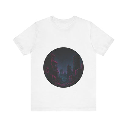 Urban Decay, Neon Dreams Tee - Unisex Short Sleeve Shirt, Modern Graphic Tee, Streetwear, Casual Outfit, Gift for Art Lovers, Cityscape Design