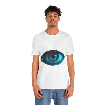Distorted Cybernetic Gaze Eye-Catching Unisex Tee: Unique Graphic Tee, Perfect for Casual Wear, Eye Design Shirt, Trendy Gift, Statement Fashion