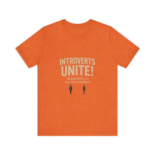 Introvert Unite Tee - Bold Text and Pixelated Figures - Unisex Jersey Short Sleeve