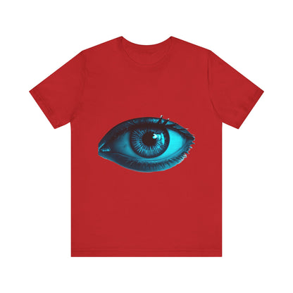 Distorted Cybernetic Gaze Eye-Catching Unisex Tee: Unique Graphic Tee, Perfect for Casual Wear, Eye Design Shirt, Trendy Gift, Statement Fashion