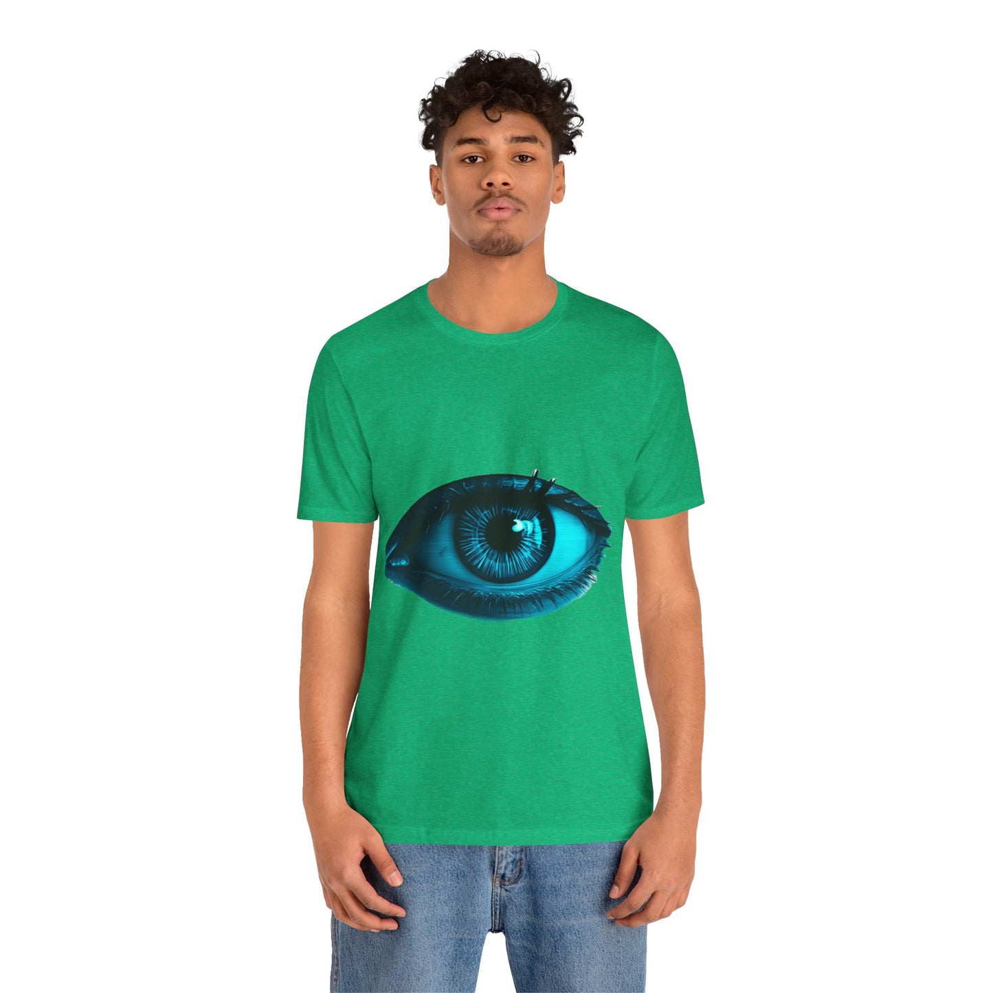 Distorted Cybernetic Gaze Eye-Catching Unisex Tee: Unique Graphic Tee, Perfect for Casual Wear, Eye Design Shirt, Trendy Gift, Statement Fashion