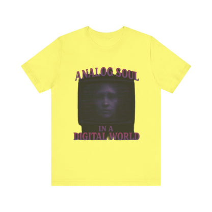 Analog Soul in a Digital World Unisex Jersey Tee, Vintage Graphic T-Shirt, Retro Aesthetic Shirt, Casual Wear, Gift for Tech Lovers, Unisex Fashion