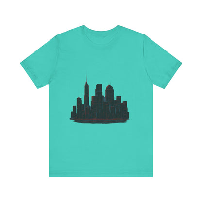 Glitched Neo-Tokyo Skyline Graphic Tee | Casual Wear, Street Style, Gift for City Lovers, Travel Enthusiasts, Summer Essentials