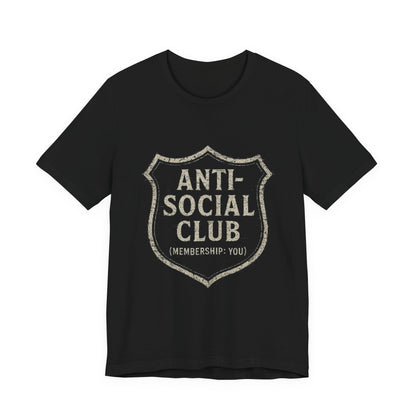Graphic Tee Shirt - Anti-Social Club Badge Distressed Glitched Design