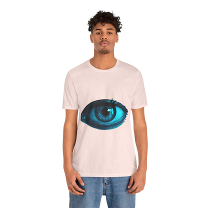 Distorted Cybernetic Gaze Eye-Catching Unisex Tee: Unique Graphic Tee, Perfect for Casual Wear, Eye Design Shirt, Trendy Gift, Statement Fashion