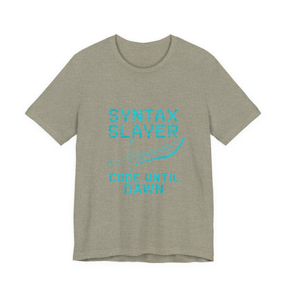 Syntax Slayer Unisex Tee, Gift for Programmers, Coding Humor Shirt, Tech Lover Apparel, Geeky Birthday Present, Computer Science Gift