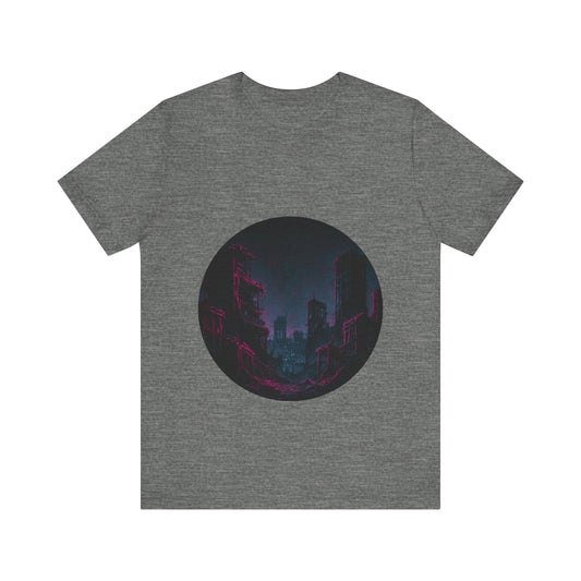 Urban Decay, Neon Dreams Tee - Unisex Short Sleeve Shirt, Modern Graphic Tee, Streetwear, Casual Outfit, Gift for Art Lovers, Cityscape Design