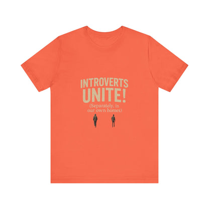 Introvert Unite Tee - Bold Text and Pixelated Figures - Unisex Jersey Short Sleeve