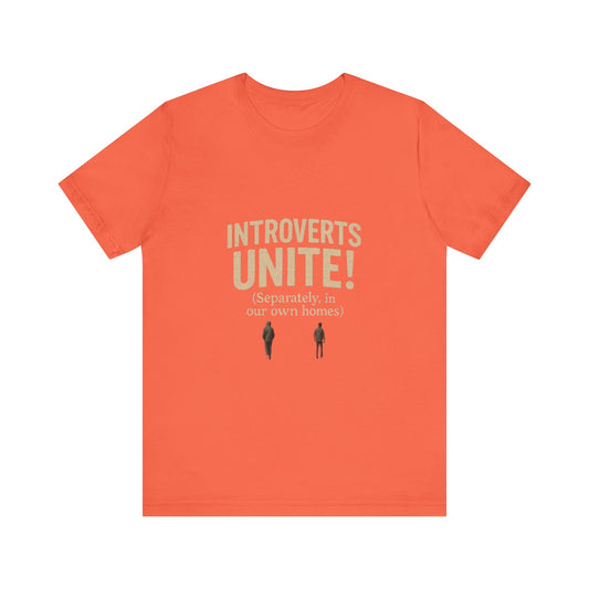 Introvert Unite Tee - Bold Text and Pixelated Figures - Unisex Jersey Short Sleeve