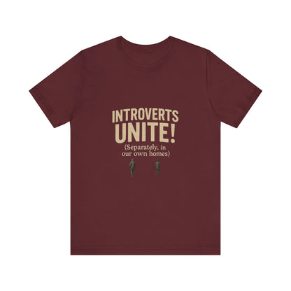 Introvert Unite Tee - Bold Text and Pixelated Figures - Unisex Jersey Short Sleeve