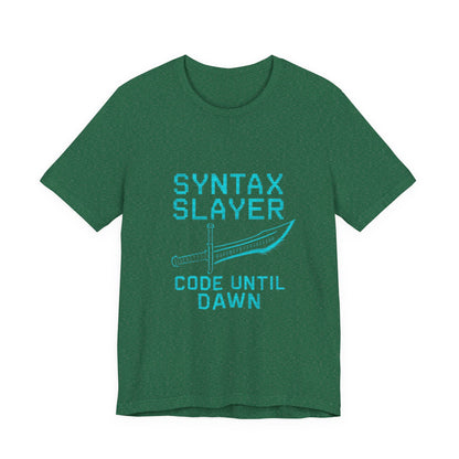 Syntax Slayer Unisex Tee, Gift for Programmers, Coding Humor Shirt, Tech Lover Apparel, Geeky Birthday Present, Computer Science Gift