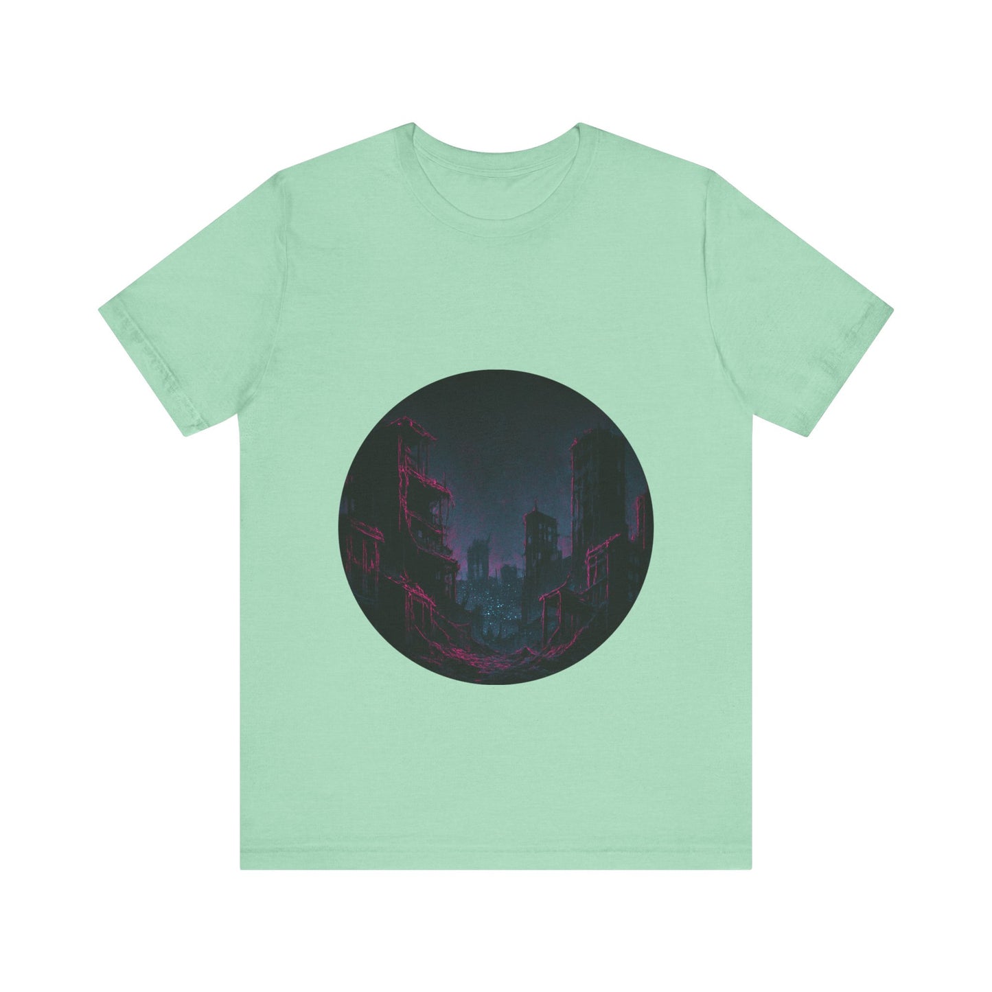 Urban Decay, Neon Dreams Tee - Unisex Short Sleeve Shirt, Modern Graphic Tee, Streetwear, Casual Outfit, Gift for Art Lovers, Cityscape Design