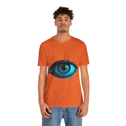 Distorted Cybernetic Gaze Eye-Catching Unisex Tee: Unique Graphic Tee, Perfect for Casual Wear, Eye Design Shirt, Trendy Gift, Statement Fashion