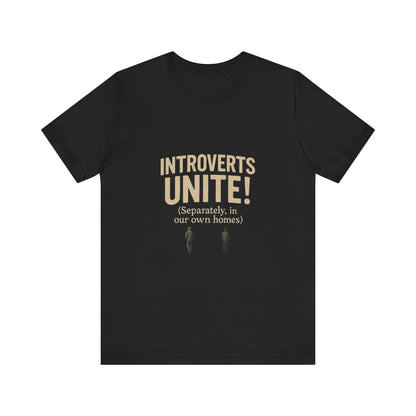 Introvert Unite Tee - Bold Text and Pixelated Figures - Unisex Jersey Short Sleeve