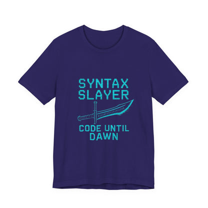 Syntax Slayer Unisex Tee, Gift for Programmers, Coding Humor Shirt, Tech Lover Apparel, Geeky Birthday Present, Computer Science Gift