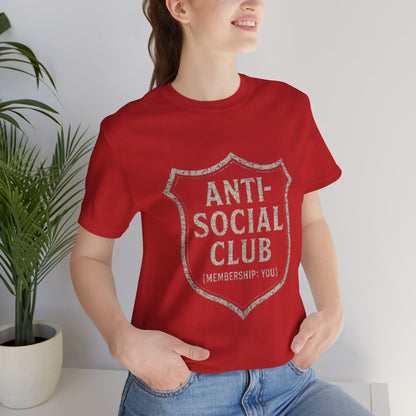Graphic Tee Shirt - Anti-Social Club Badge Distressed Glitched Design