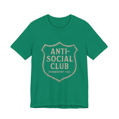 Graphic Tee Shirt - Anti-Social Club Badge Distressed Glitched Design
