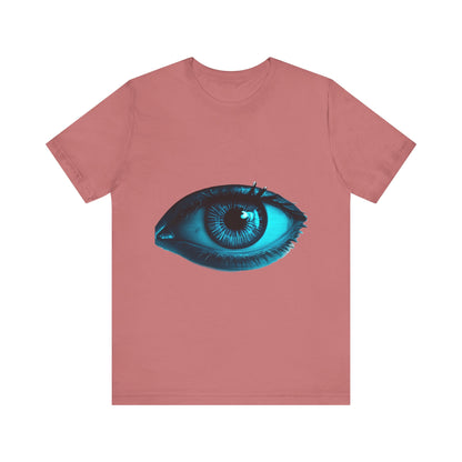 Distorted Cybernetic Gaze Eye-Catching Unisex Tee: Unique Graphic Tee, Perfect for Casual Wear, Eye Design Shirt, Trendy Gift, Statement Fashion