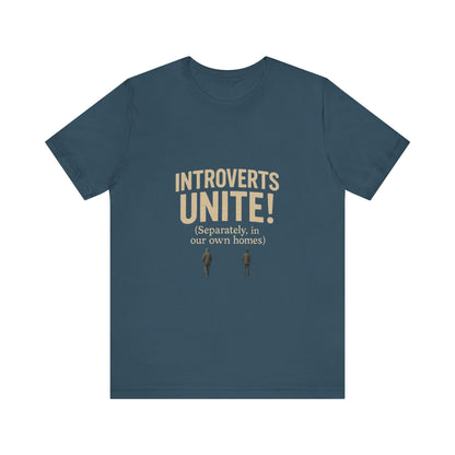 Introvert Unite Tee - Bold Text and Pixelated Figures - Unisex Jersey Short Sleeve