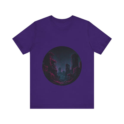 Urban Decay, Neon Dreams Tee - Unisex Short Sleeve Shirt, Modern Graphic Tee, Streetwear, Casual Outfit, Gift for Art Lovers, Cityscape Design