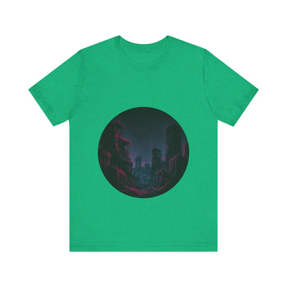 Urban Decay, Neon Dreams Tee - Unisex Short Sleeve Shirt, Modern Graphic Tee, Streetwear, Casual Outfit, Gift for Art Lovers, Cityscape Design